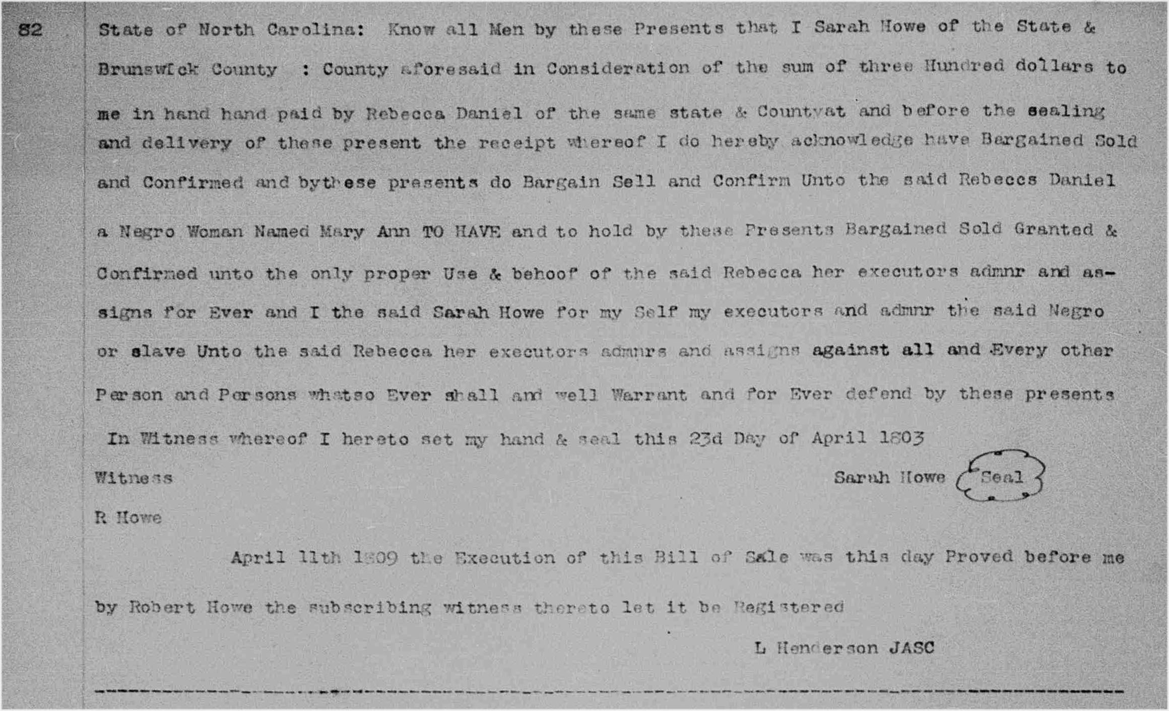 People Not Property Slave Deeds, Digital Library on American Slavery