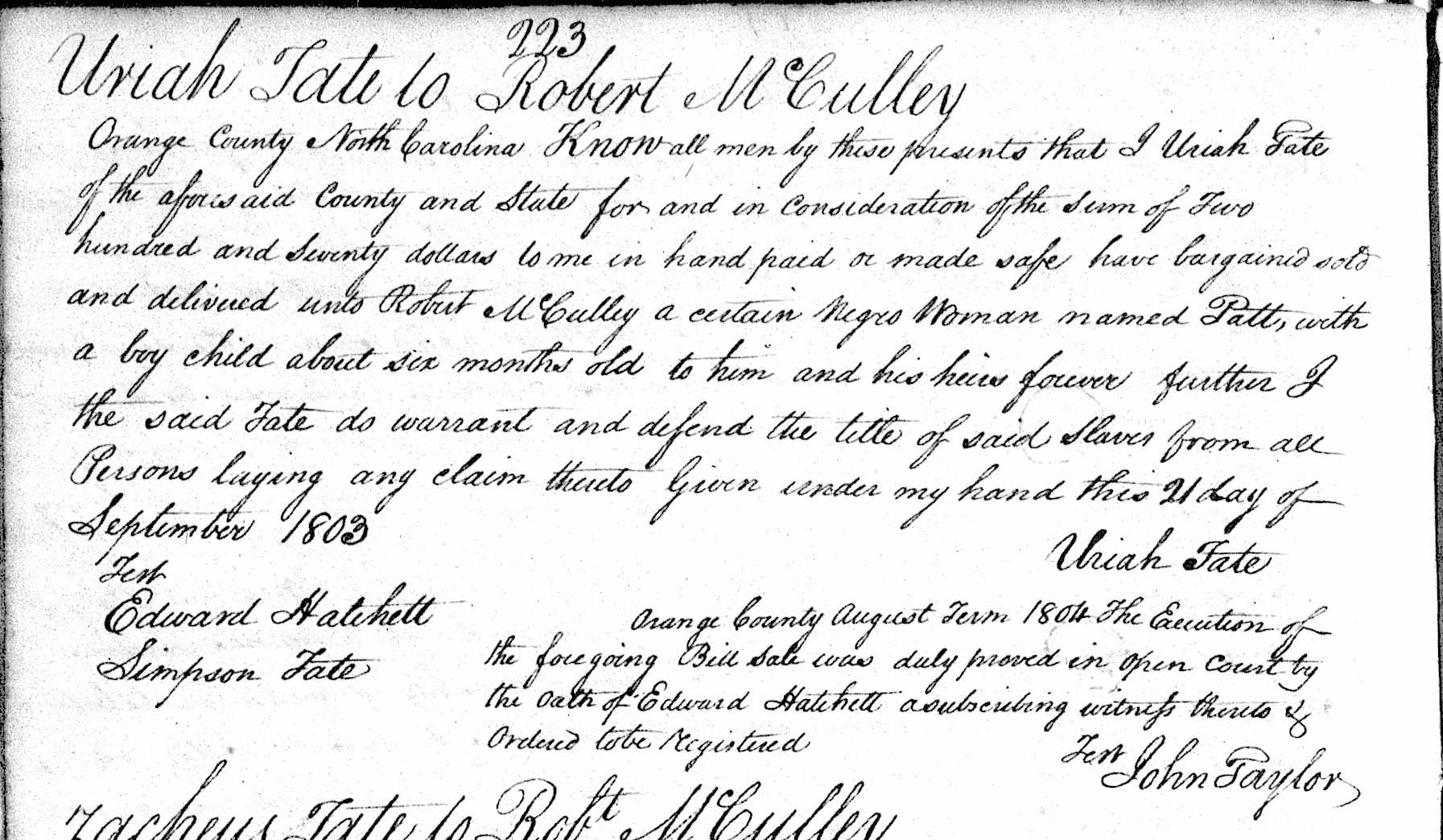 People Not Property Slave Deeds, Digital Library on American Slavery