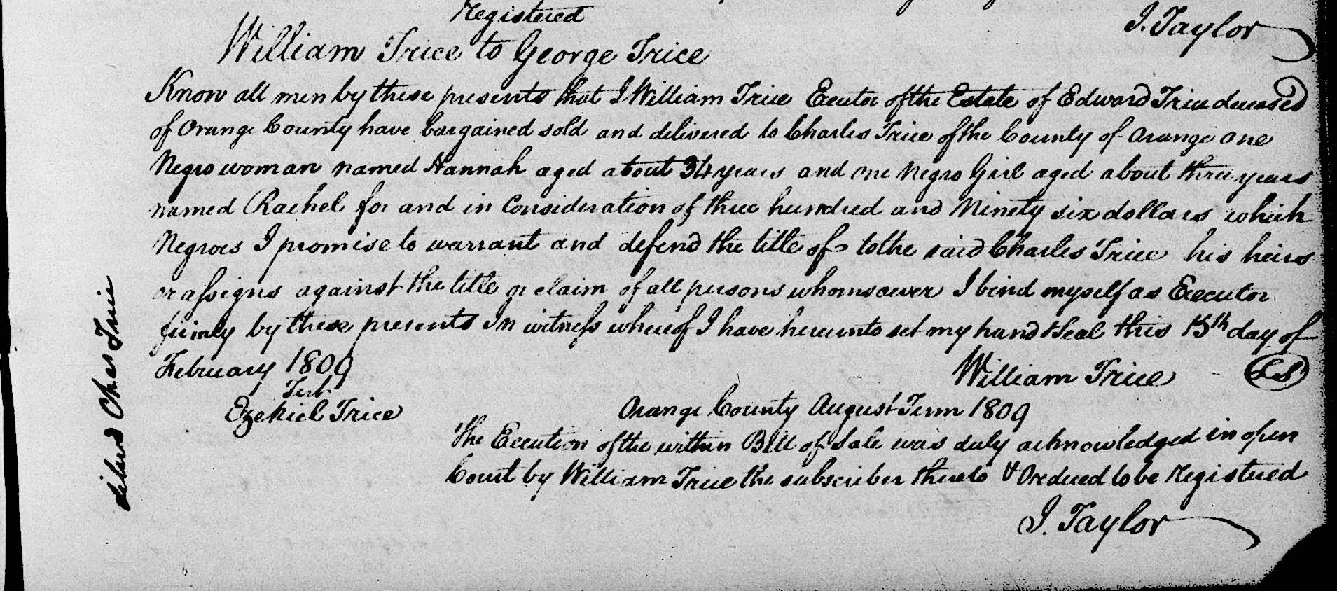 People Not Property Slave Deeds, Digital Library on American Slavery