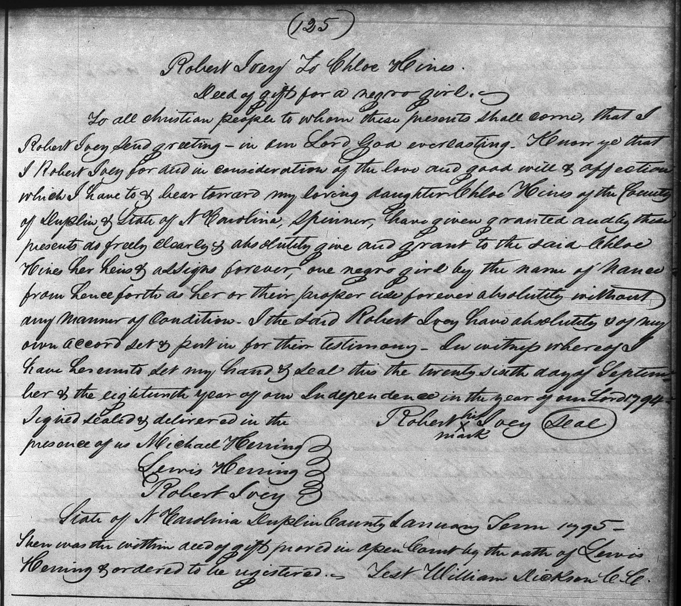 People Not Property: Slave Deeds, Digital Library on American Slavery