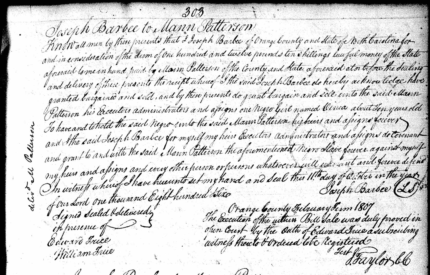 People Not Property Slave Deeds, Digital Library on American Slavery