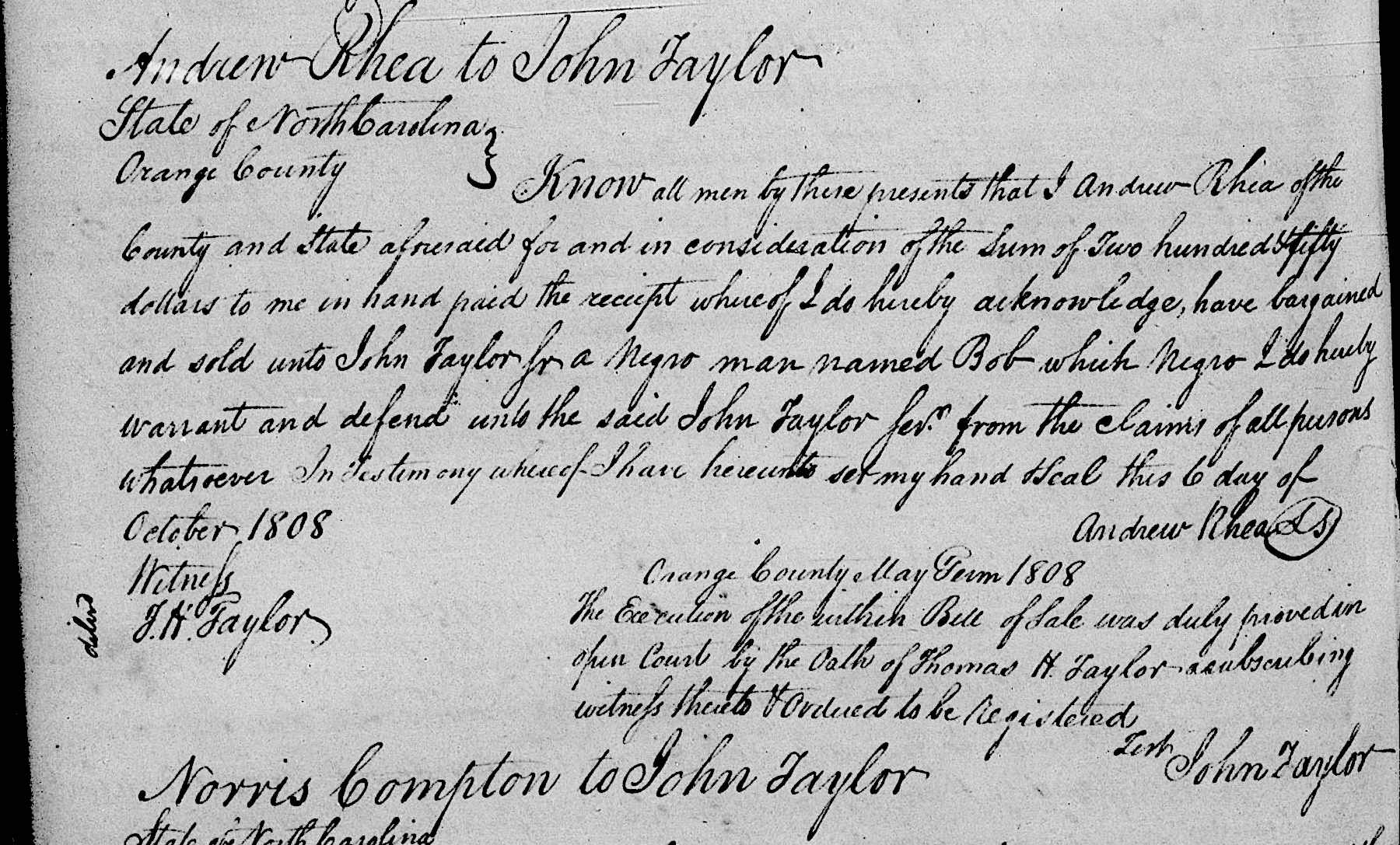 People Not Property Slave Deeds, Digital Library on American Slavery